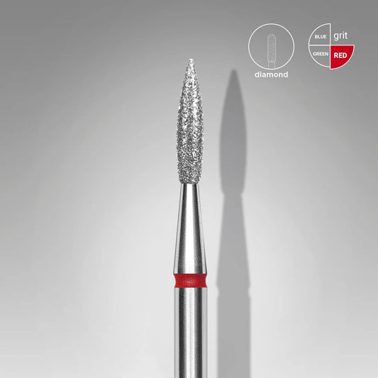 STALEKS EXPERT Diamantfräser „Spitze Flamme“ rot, Durchmesser 2,3 mm, Arbeitsteil 8 mm  FA11R023/8