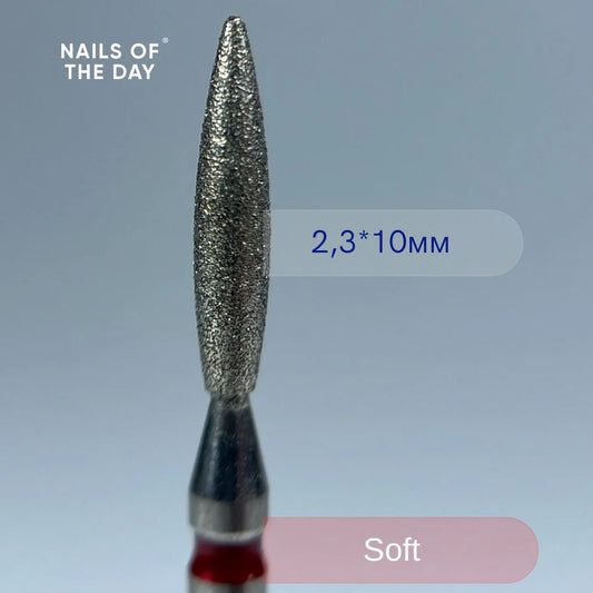 Nailsoftheday Flammenschneider – roter Diamant-Flammenschneider, 2,3 x 10 mm