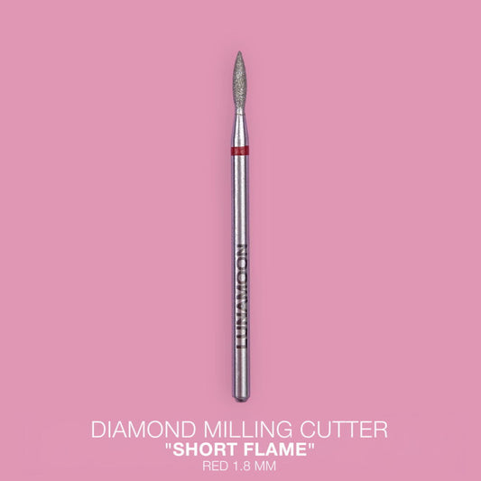Lunamoon Diamond Nail Drill Bit Short Flame Red, 1.8 mm