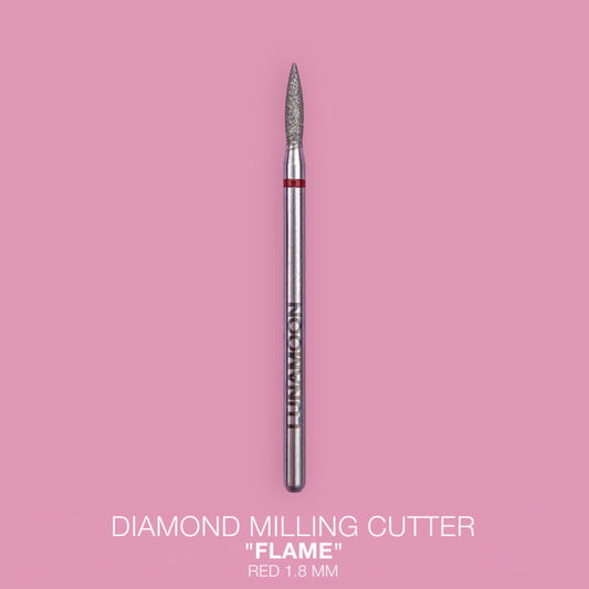 Lunamoon Diamond Nail Drill Bit Flame Red, 1.8 mm