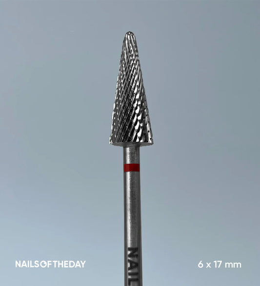 Nailsoftheday Kegelschneider – roter Hartmetall-Kegelschneider, 6 x 17 mm.