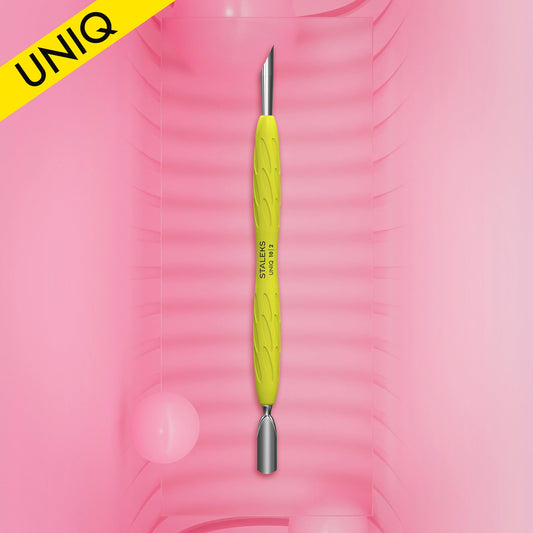 Nagelhautschieber Mit Silikongriff "Gummy" UNIQ 10 TYP 2 (Schmaler Runder Schieber + Schräger Schieber). PQ 10/2Y