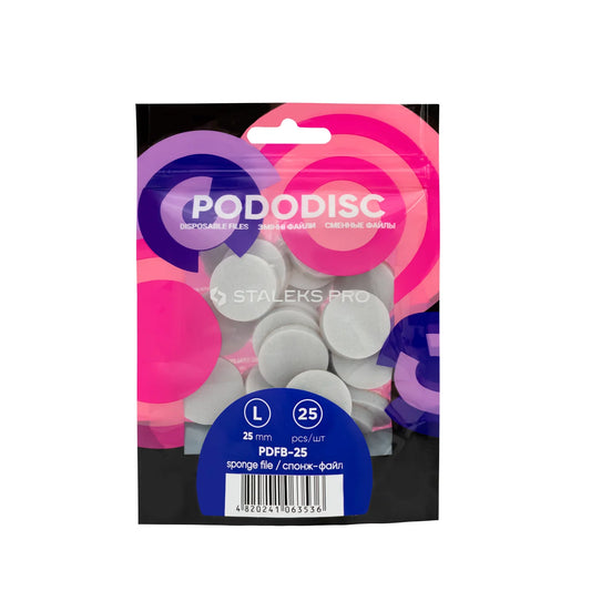 Wechselpads PDFB-25 für Staleks Pododisc, Buffer auf Schaumstoff, verschiedene Durchmesser, Packung 25 Stück