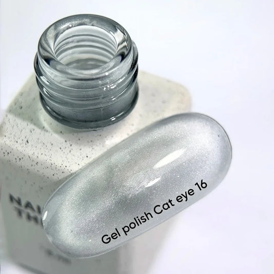 NAILSOFTHEDAY Gel Polish Cat Eye 16 — silberner Cat-Eye-Gellack auf transparenter Basis, 6 ml