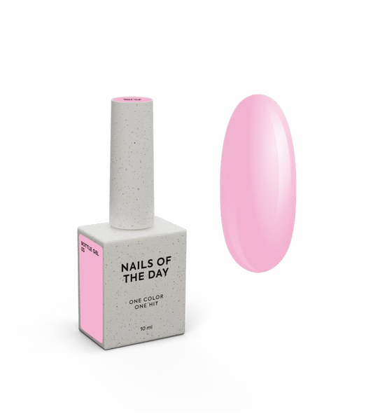 NAILSOFTHEDAY Bottle Gel 03 – zart rosafarbener, extrem haltbarer Aufbaugel zur Nagelverstärkung, 10 ml