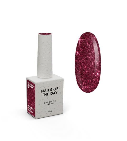 NAILSOFTHENIGHT Red Mary Gellack – roter reflektierender Gellack für Nägel, 10 ml