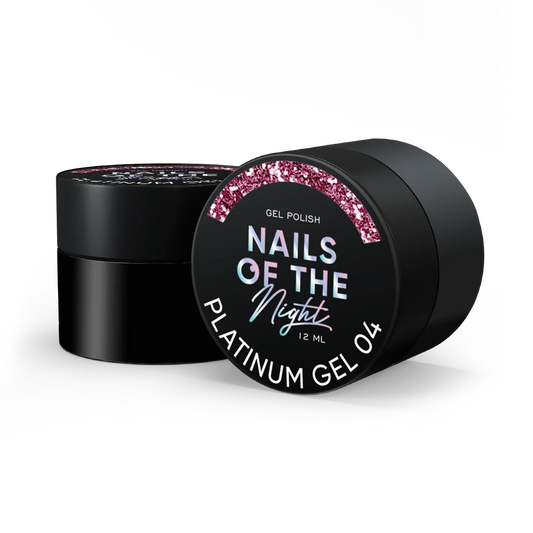 NAILSOFTHENIGHT Platinum Gel – Gellack 04 – rosafarbener Gellack mit dichter metallischer Beschichtung für Nägel, 12 ml