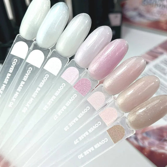 Nailsoftheday Cover Base NEW Formula 27 – Rosa mit silbernem Schimmer, hat einen tieferen rosa kühlen Farbton, Camouflage-Basislack für Nägel, 30 ml